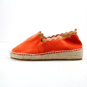 Carmen Saiz Scallop Orange Suede Flat Espadrilles - 6/EU 37. Made in Spain